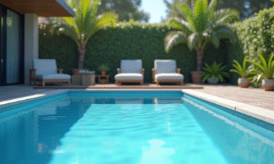 Piscine moderne avec filtration avancée en extérieur