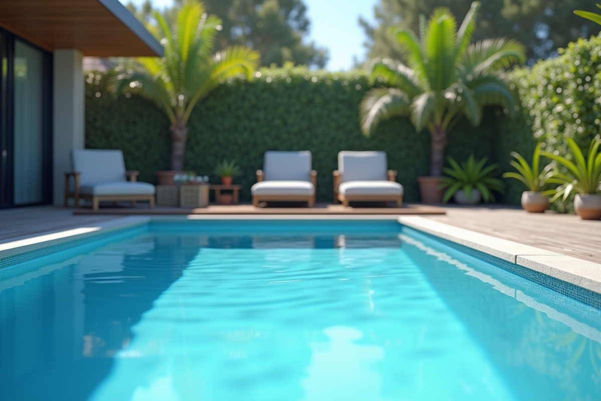 Piscine moderne avec filtration avancée en extérieur